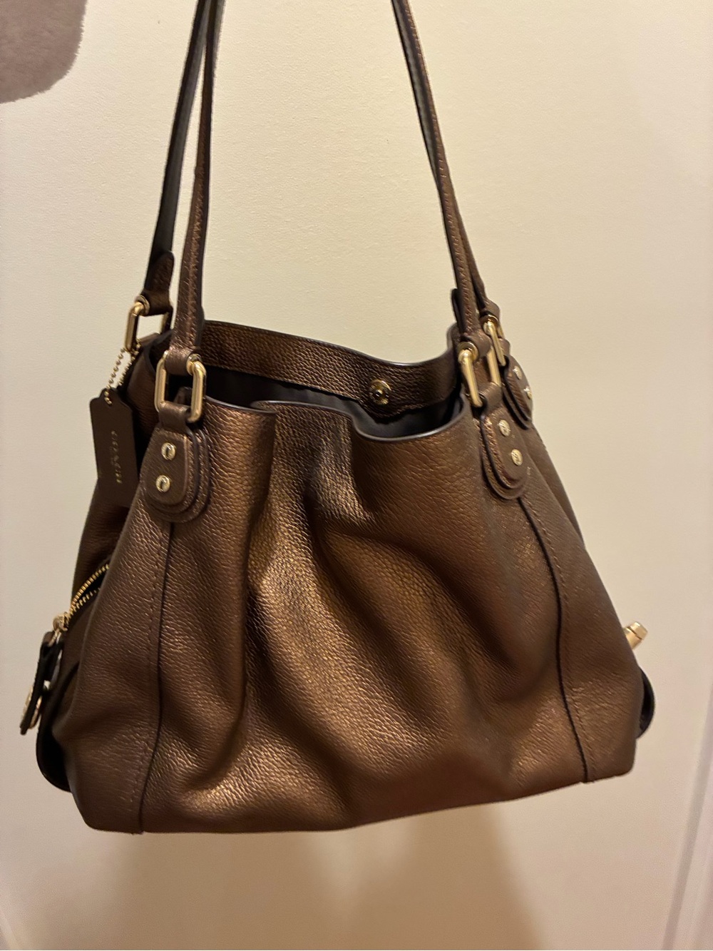 Coach Brown Leather Shoulder Bag with Gold Hardware -Purse - Picture 15 of 15